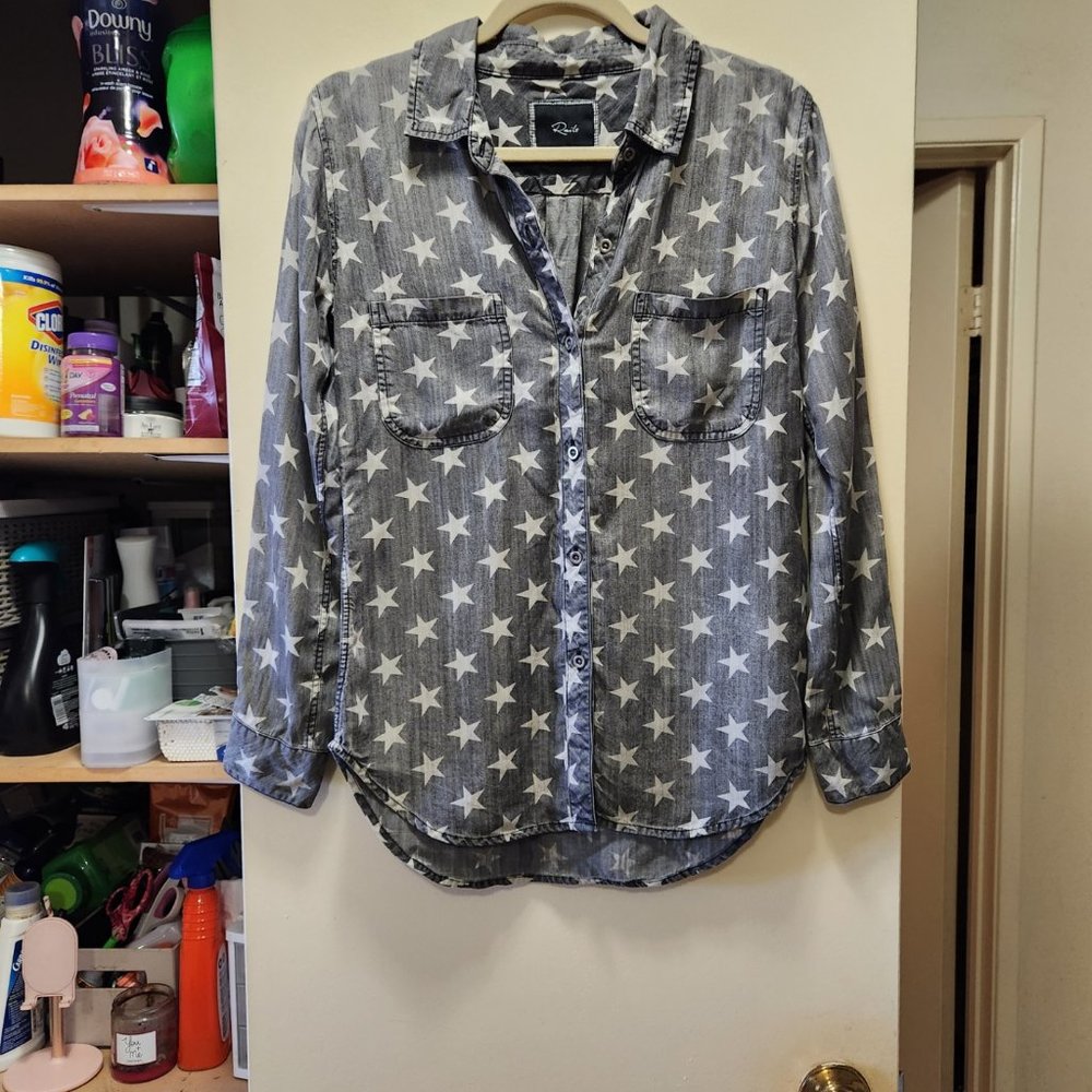 Rails Chambray Star Print Button Down Shirt - image 2